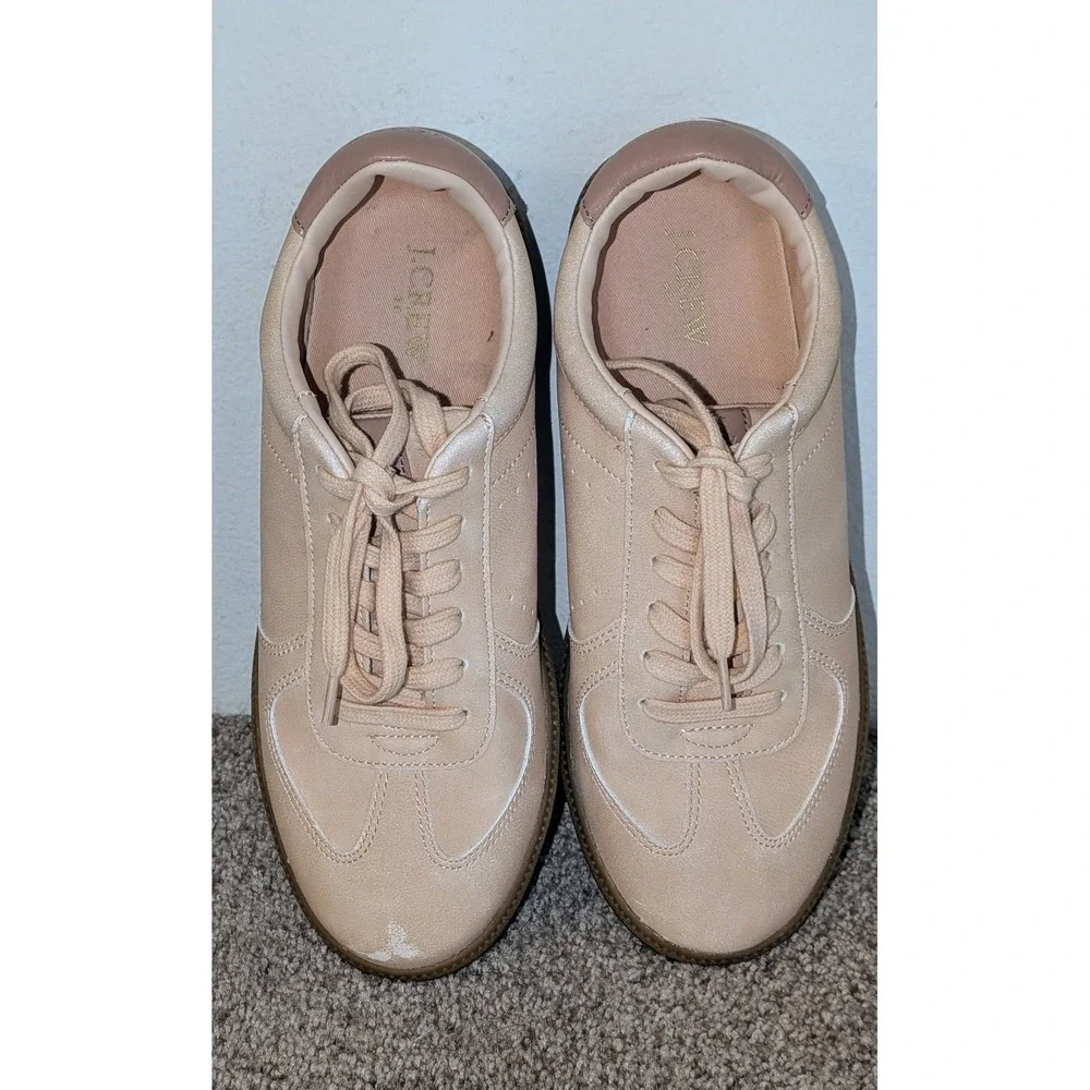 J. Crew Lace Up Sneakers Tan Suede Gum Sole Women's Size‎ 8.5 NWT Flaw $108